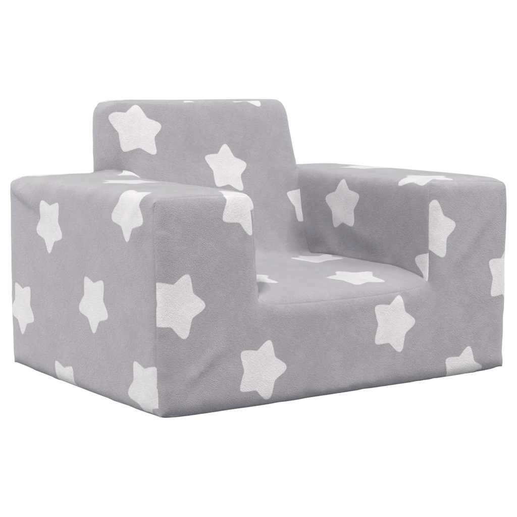Canapé pour enfants Gris clair avec étoiles Peluche douce