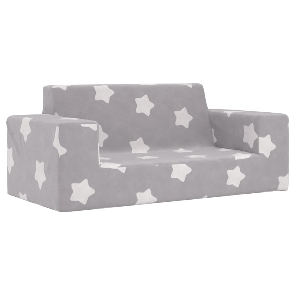 Canapé pour enfants à 2 places Gris clair étoiles Peluche douce