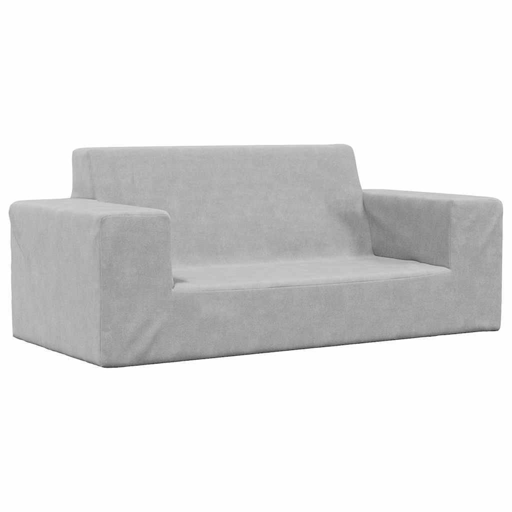 Canapé pour enfants à 2 places Gris clair Peluche douce