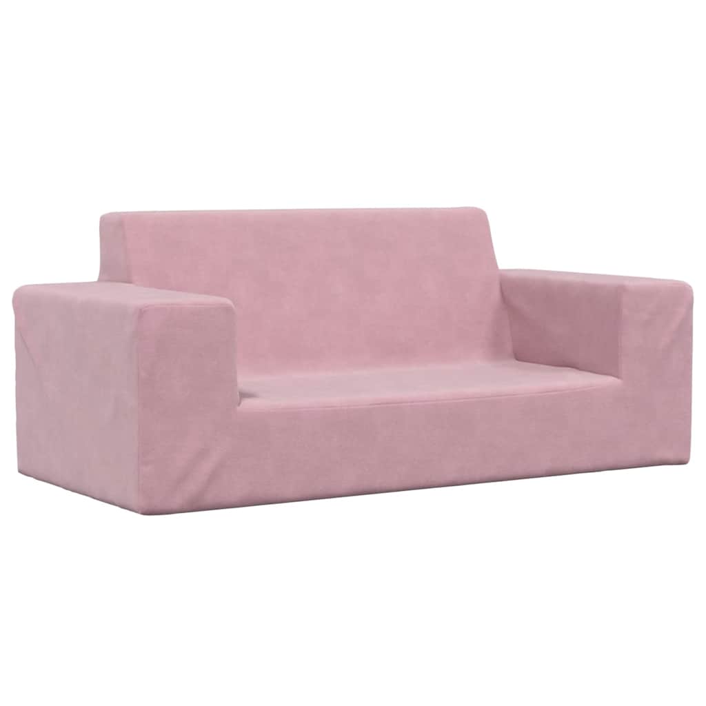Canapé pour enfants à 2 places Rose Peluche douce