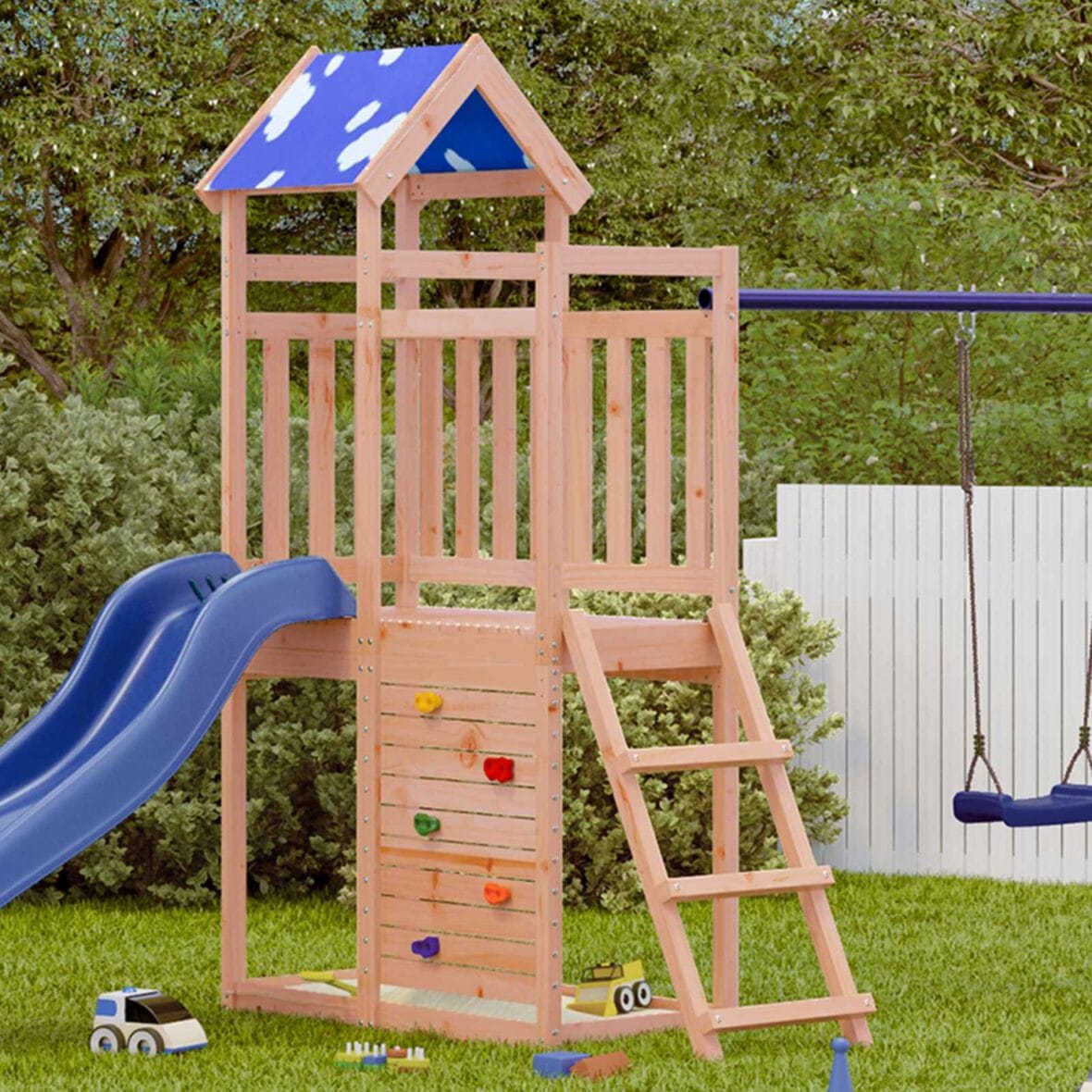 Tour de jeu Marron 110,5 x 52,5 x 215cm Bois solide de Douglas